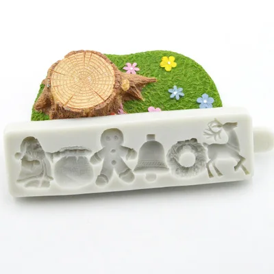 Новогоднее украшение выпечка торта DIY Инструменты Санта олень венок Fondant