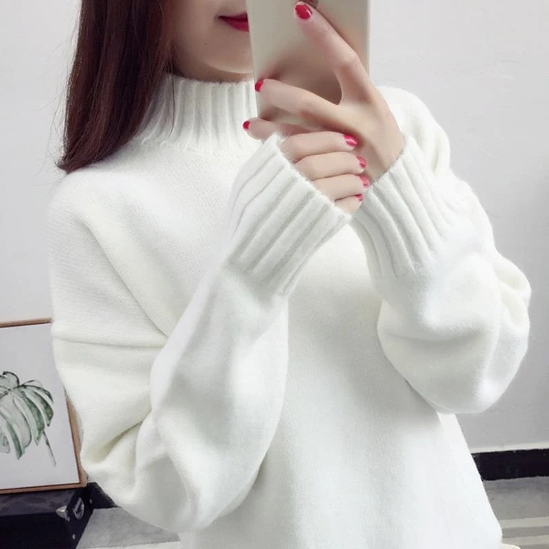 

2021 Autumn Winter Pullover Jumper Pull Femme Hiver Streetwear Casual Knitted Sweater Cashmere Turtleneck Sweater Women