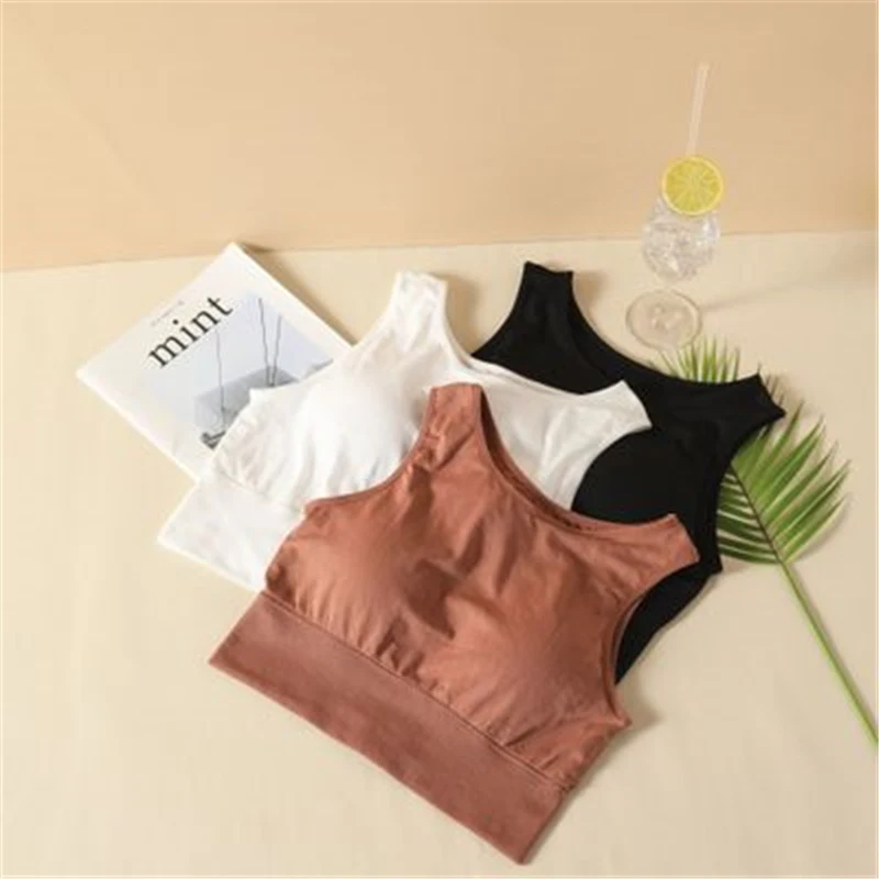 Sports Bra For Women Solid Yoga Top Fitness Pad Girl Active Wear Workout Running Sportswear Breathable Soft Free Size A-D | Спорт и