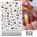 Переливающиеся золотые и черные кленовые листья 3D наклейка для ногтей осенние листья наклейки слайдер для маникюра украшение для ногтей