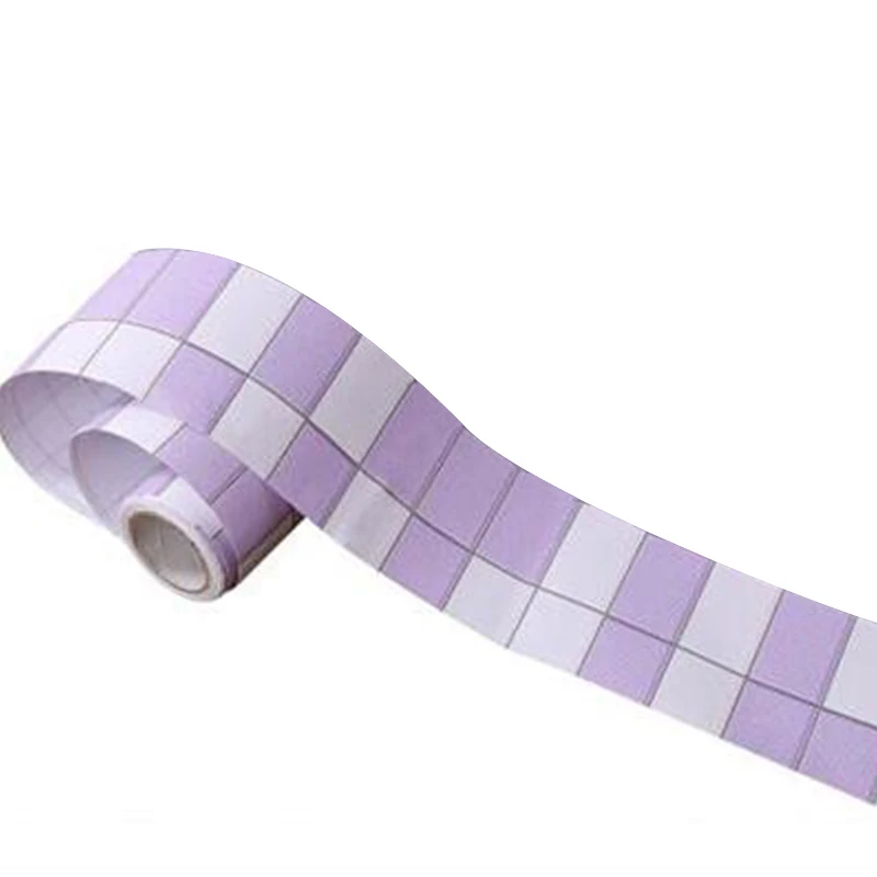 Mosaic Purple ПВХ водонепроницаемая линия талии мраморная граница обоев рулон самоклеющиеся стены границы наклейки для кухни ванной декоративная пленка - Цвет: Mosaic Purple
