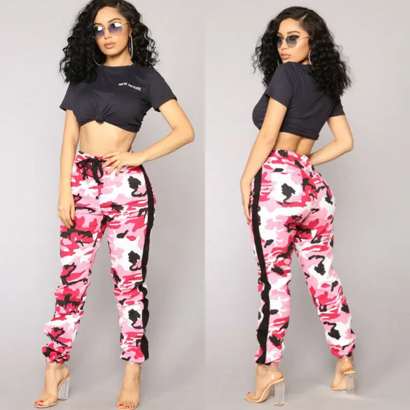 Новинка летние готические женские повседневные камуфляжные Джоггеры со