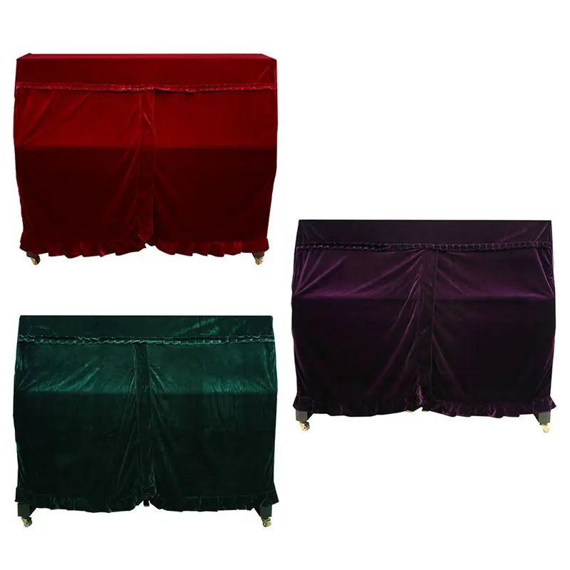 

Practical Full Piano Cover pleuche Decorated with Macrame for Universal Upright Vertical Piano