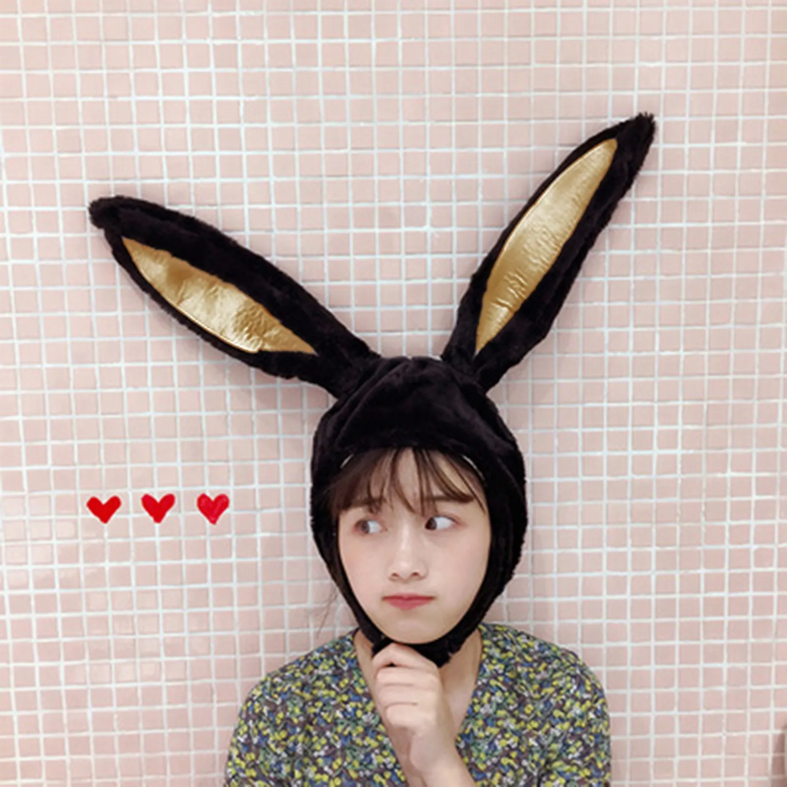 

Plush Fun Bunny Ears Hood Women Costume Hats Warm Soft Cozy Ladies Winter Kawaii Cute Bunny Hat 5*