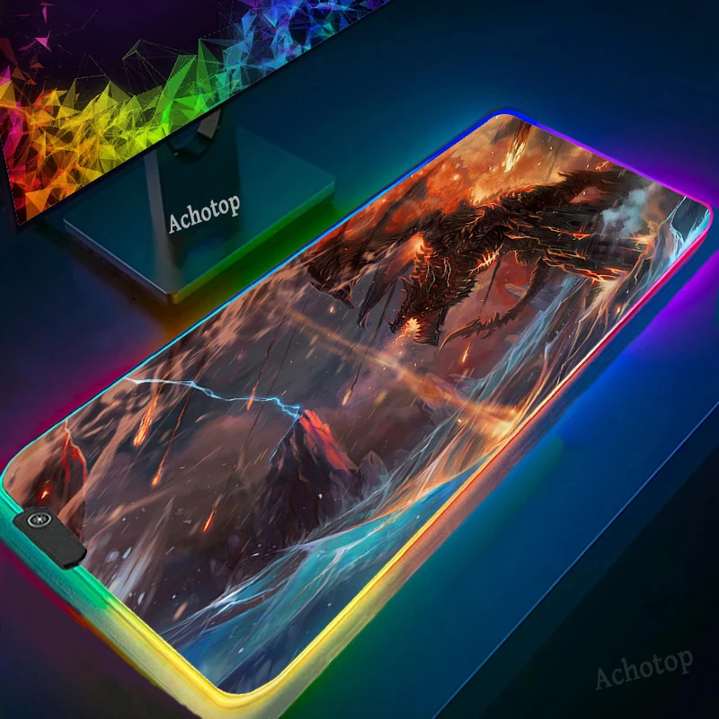 

RGB Mouse Pad World Of Warcraft Illidan 900X400MM Large Gamers Decoracion Computer Gamer Keyboard Mat Desk Mousepad Carpet LOL