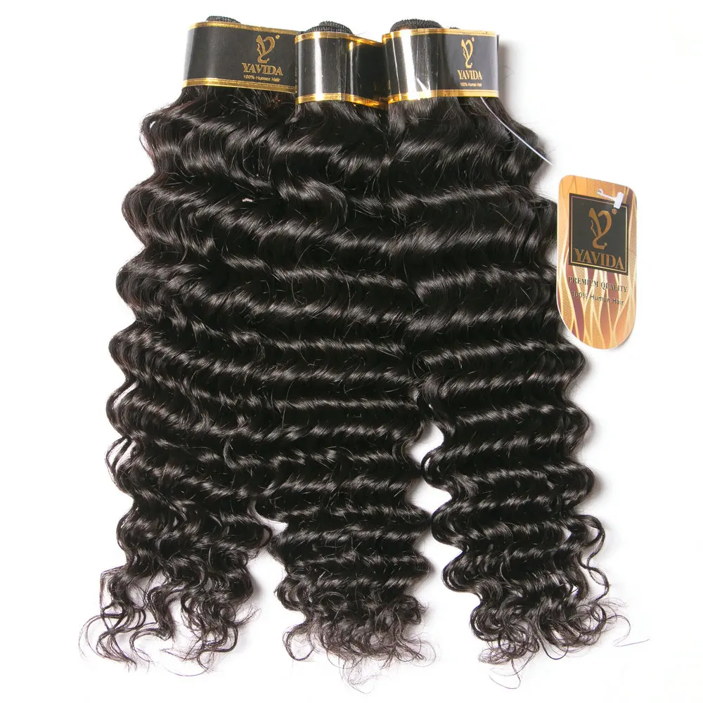 

Yavida Brazilian Deep Curly Human Hair Weave Bundles 1 PCS Natural Color 100% Human Hair Weaving Non Remy Hair Weft