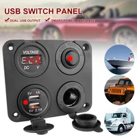 panel boat marine car dual usb charger 4 gang 12v boat switch panel with cigarette lighter socket on off toggle rocker switch