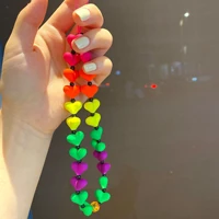 new acrylic heart phone charm lanyard mobile chains telephone jewelry for women strap hangs phone accessories key chains
