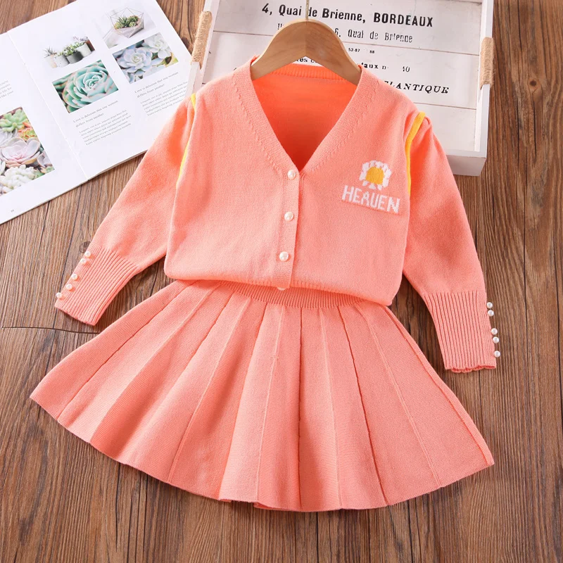 

Свитер и юбка для девочек, Детский комплект из двух предметов