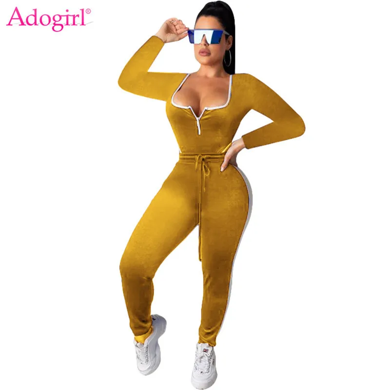 Женский Бархатный спортивный костюм Adogirl повседневный комплект из двух