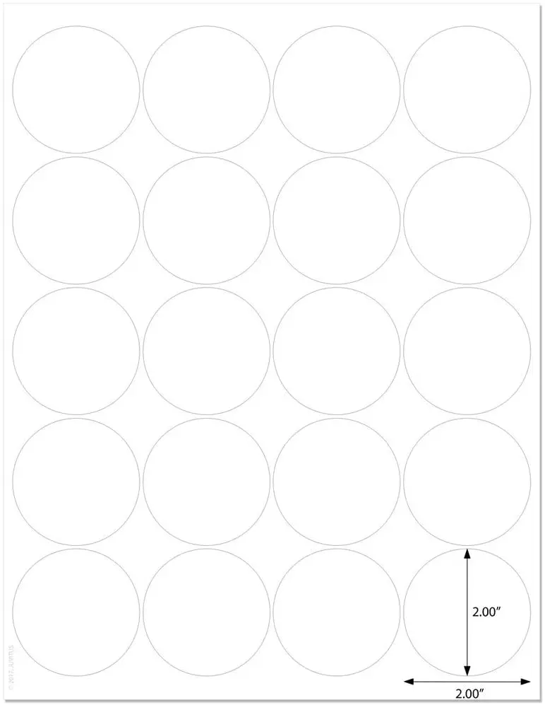 

Standard White Matte Round Labels, Diameter 5.08Cm, 10Sheets, 200 Labels (XR2)
