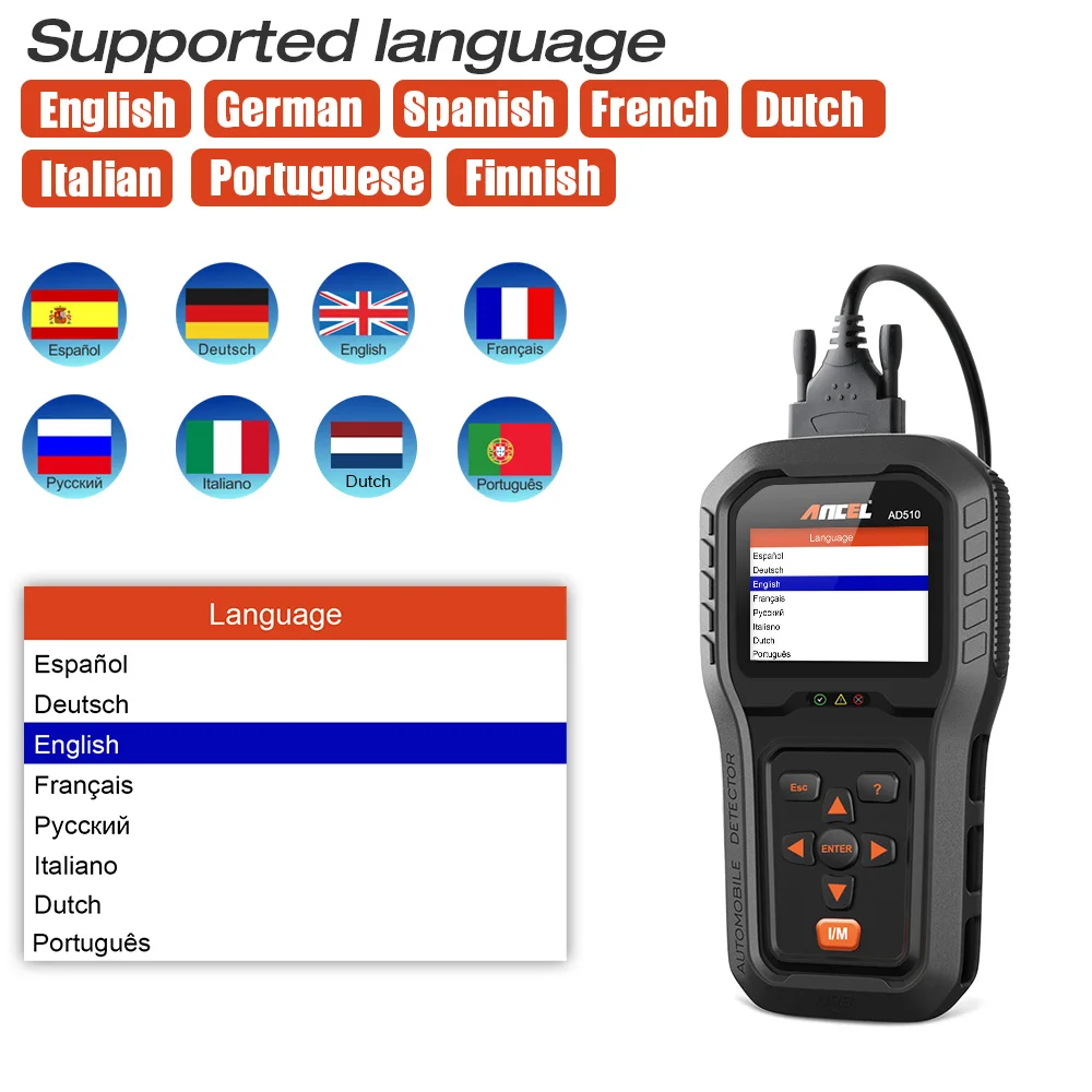 

Ancel AD510 Pro OBD2 Professional Scanner Diagnostic Tools Engine Analyzer Read Clear Code Readers OBD 2 Car Automotive Tools