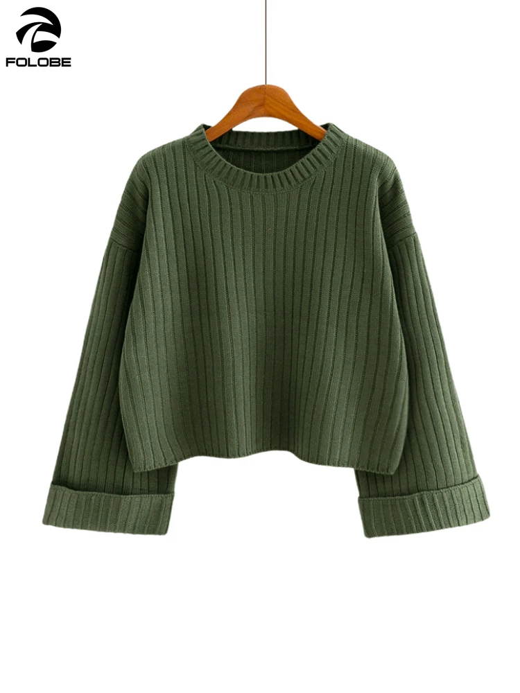 

FOLOBE 2020 Autumn Winter Korean Sweater Women Loose Simple All-match Pullover Female Knitted Sweater Solid Jumpers clothing