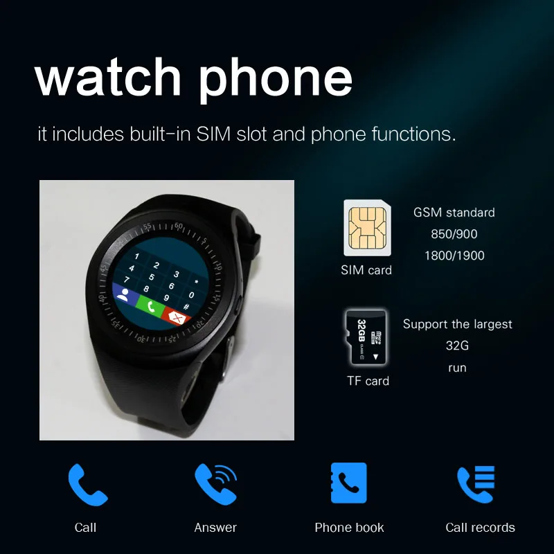Умные часы для мужчин android с сенсорным экраном y1 sim карта smartwatch часы с WhatsApp Facebook фитнес-трекер pk v8