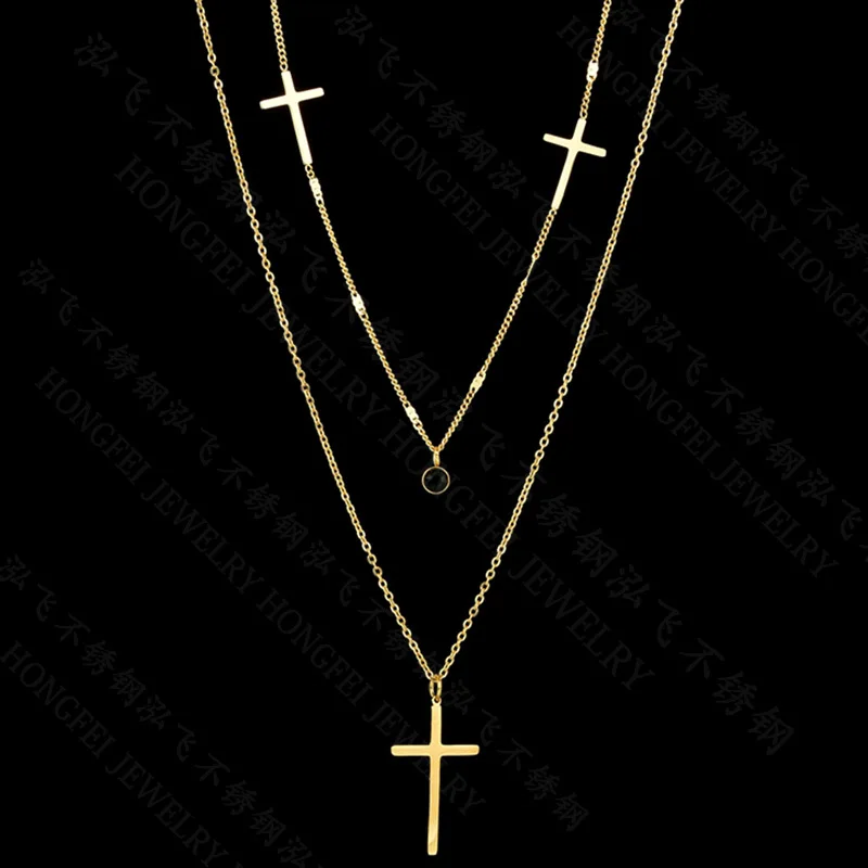 10 шт оптовая цена Двойная Цепочка из нержавеющей стали крест подвески ожерелье