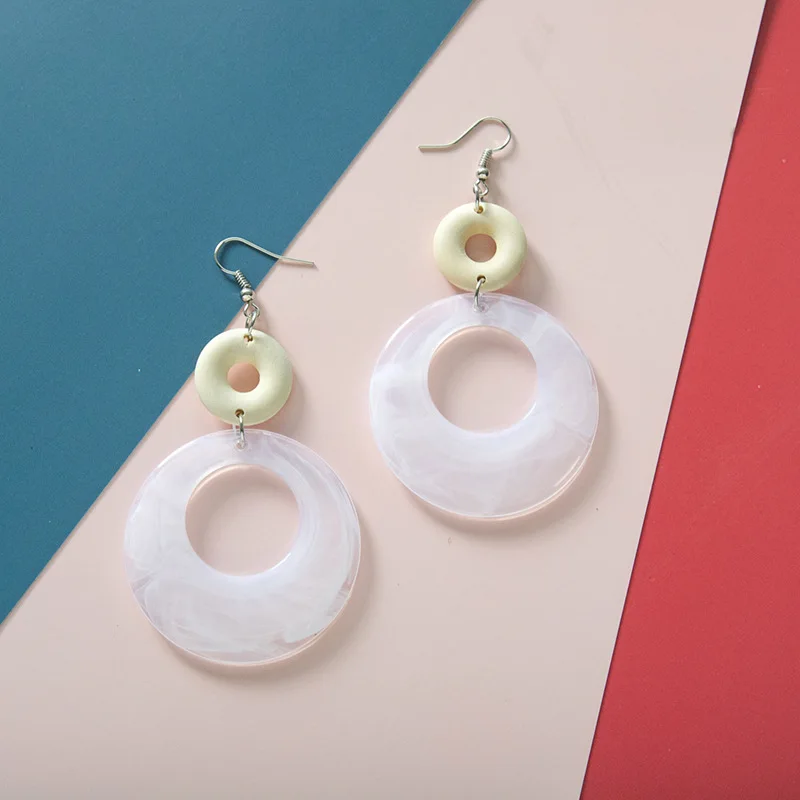 

Europe and America Temperament Fashion Women Girl Jewelry Accessories Trend Simple Transparent Resin Round Dangle Earrings