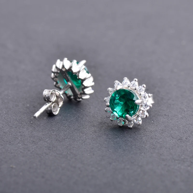 Женские классические серьги из серебра 925 пробы с изумрудом | Украшения и