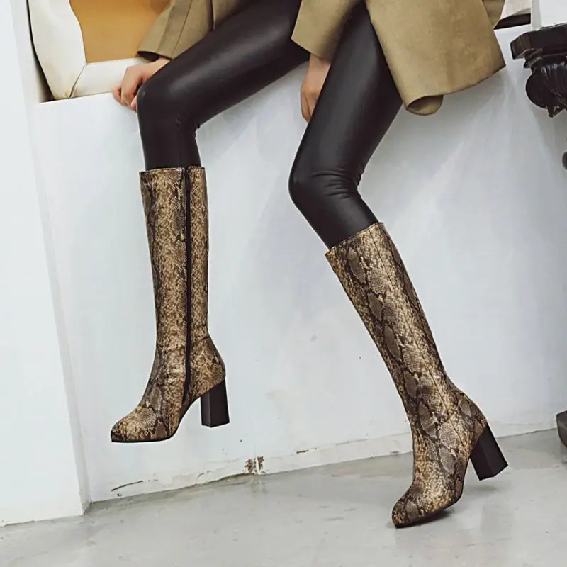 Taoffen Size 32-48 Women High Heels Thick Bottom Over The Knee Boots Sexy Wedges Platform Daily Office Shoes Woman Long Botas | Обувь