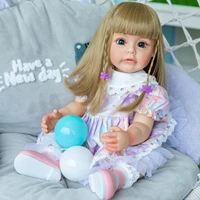 55cm full body silicone reborn toddler doll princess sue sue hand detailed painting with blonde long wig lifelike baby girl doll