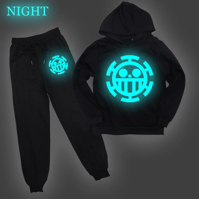 

2pcs/Set ONE PIECE Tracksuit Boys Girls Casual Hoodies Pants Fashion Luminous Jogging Suit Sweat Shirts Suits for Children