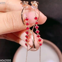 kjjeaxcmy fine jewelry 18k gold inlaid natural gemstone gem ruby female new girl woman earrings eardrop support test hot selling