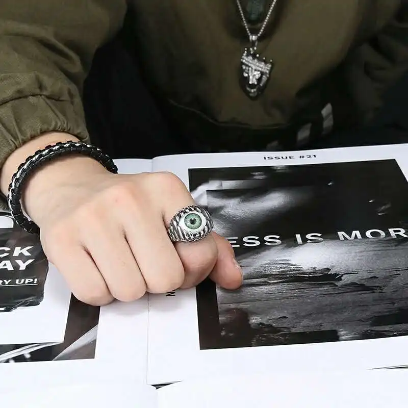 Мужское кольцо из нержавеющей стали CXQNEWA Ювелирное с дьявольским глазом