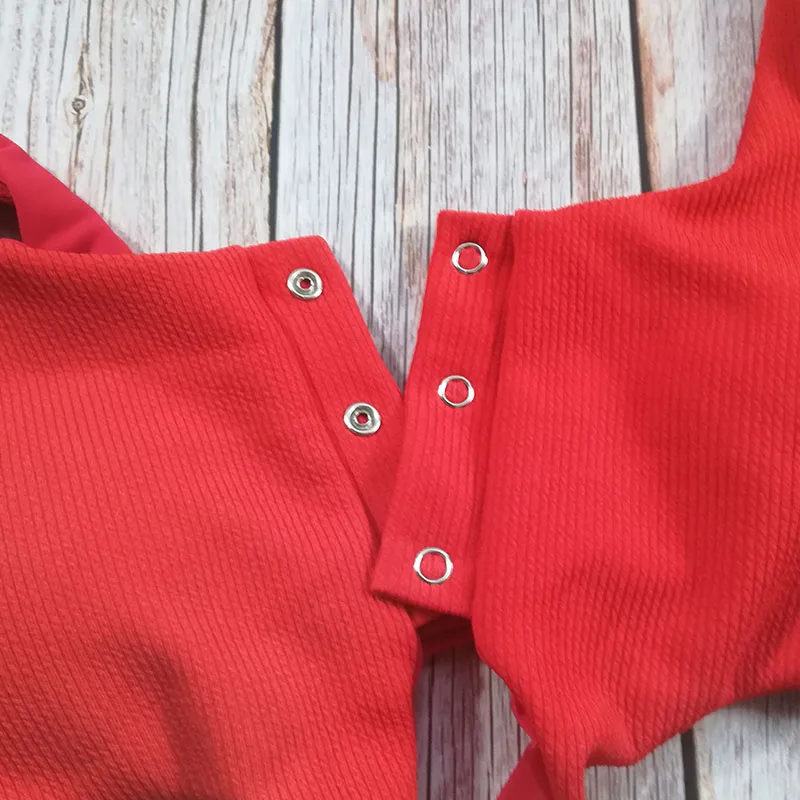 

Ladies Swimsuit Split Swimwear Bowknot Button Solid Bikini Conservative Swimwear XL Women