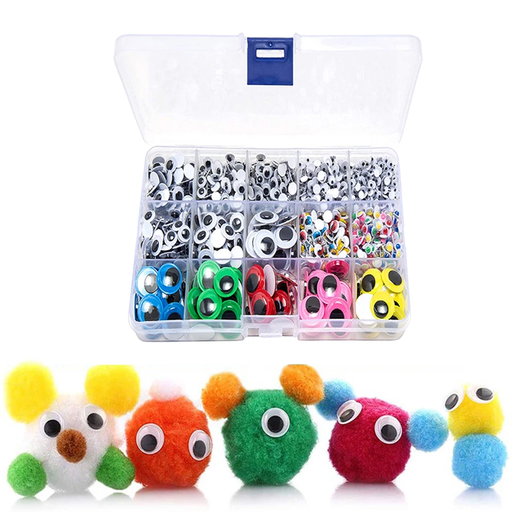 

Plastic Multicolor Cute Dolls Eyes Googly Wiggle Scrapbooking Pack of 1500 Crafts Projects Kids Sewing Supplies DIY