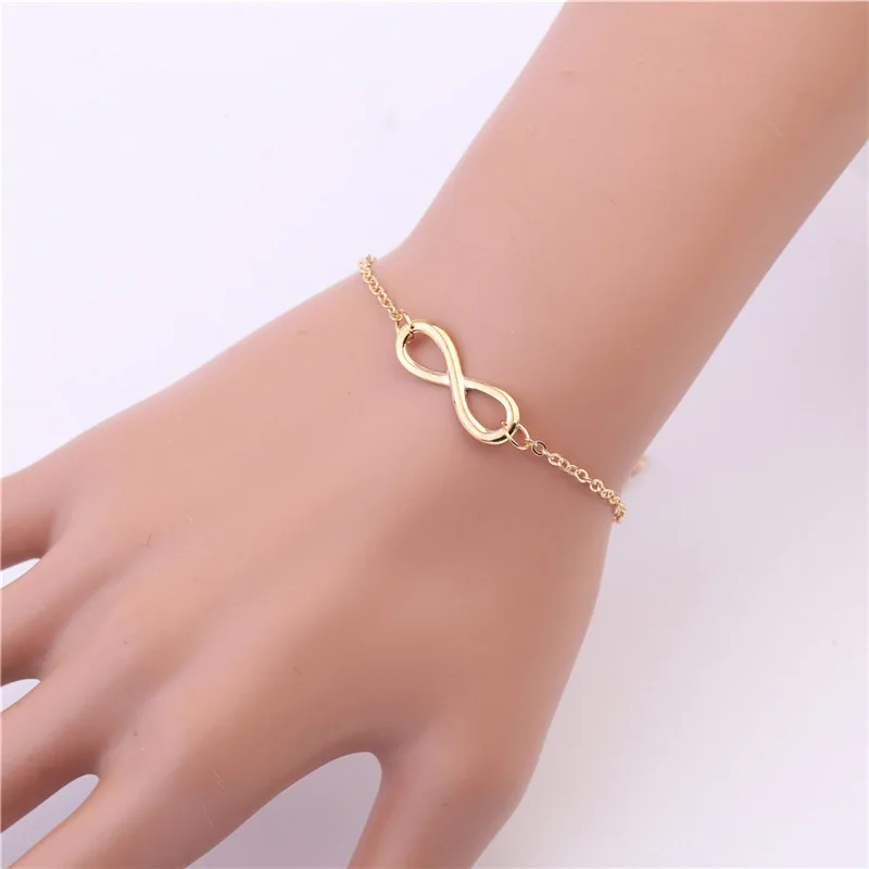 L040 Hot Minimalist Punk Vintage Bijoux Fashion Charm Infinity 8 Bracelets For Women Gift Men Chain Tiny Bangles Cheap Jewelry | Украшения - Фото №1