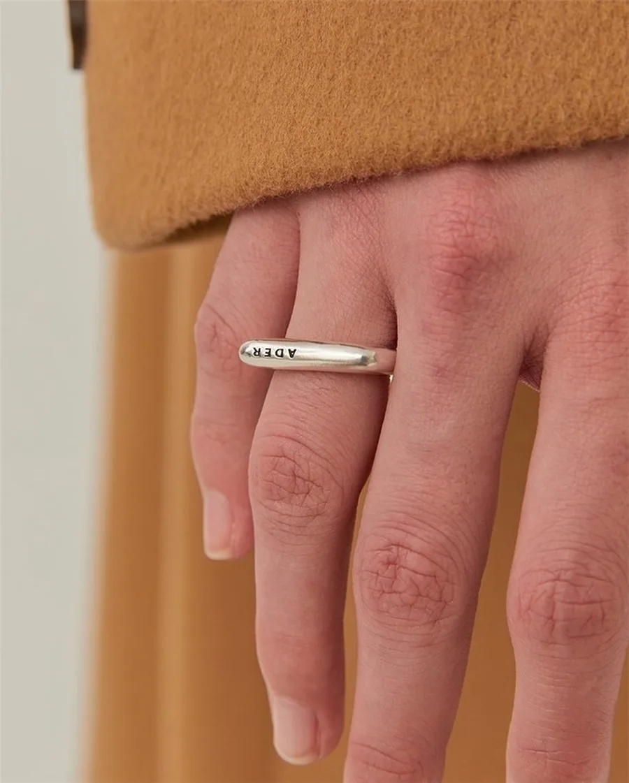 

925 Silver ADER ERROR Ring Men Women Unisex Silvery Adererror Bolt Rings ADER Blue Tag Label stainless steel rings for women