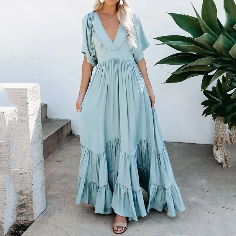 ТРАПЕЦИЕВИДНОЕ ПЛАТЬЕ макси женское винтажное богемное Летнее Длинное Платье с