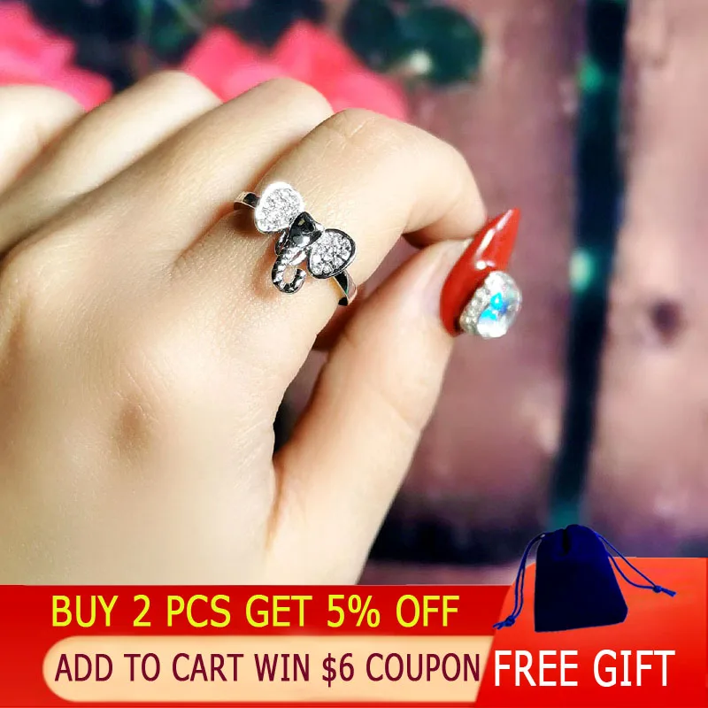 LEEKER korean style Elephant Rings For Women Rose Gold Silver Color Crystal Ring Gift for girlfriend Fashion Jewelry 431 LK6 | Украшения и
