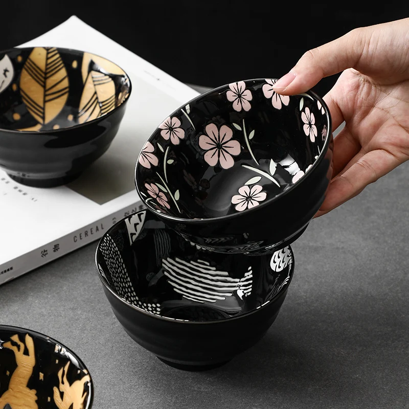 4.5 inch Ceramic Wave Rice Bowl Japanese Style Relief Kimchi Eating Dish Salad Noodle Soup Household Kitchen Tableware | Дом и сад