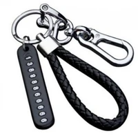 car anti lost keychain with phone number strip card weave rope pendant key holder gift for men women keyfob accessories