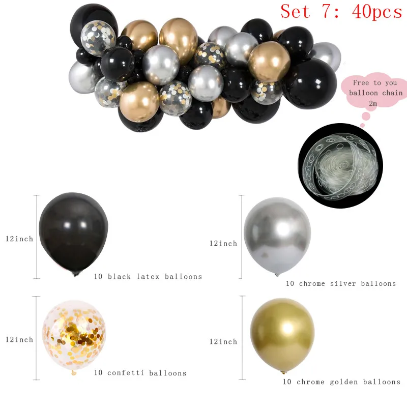 40pcs Set 7 40 шт. DIY шар гирлянда персиковый розовый Макарон Золотой Металл конфетти воздушные шары-гирлянды свадьба помолвка день рождения детский душ Декор - Цвет: 40pcs Set 7