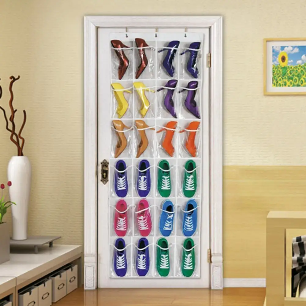 

24 Grid Over Door Hanging Organizer Convenient Storage inch Shoes Keeping pocket Holder width Rack Closet 4 For each S0J0