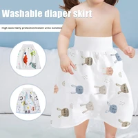 newly comfy cartoon children leak proof high waist belly protecting diaper skirt breathable for kids bn99