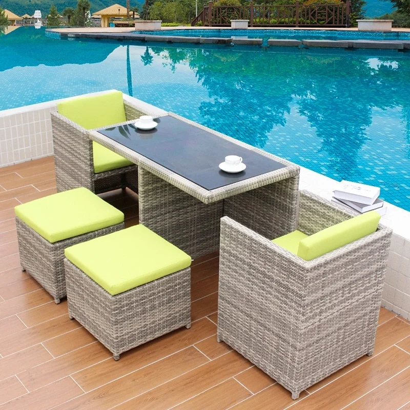 

Table and chair wicker courtyard balcony combination simple terrace leisure outdoor open-a