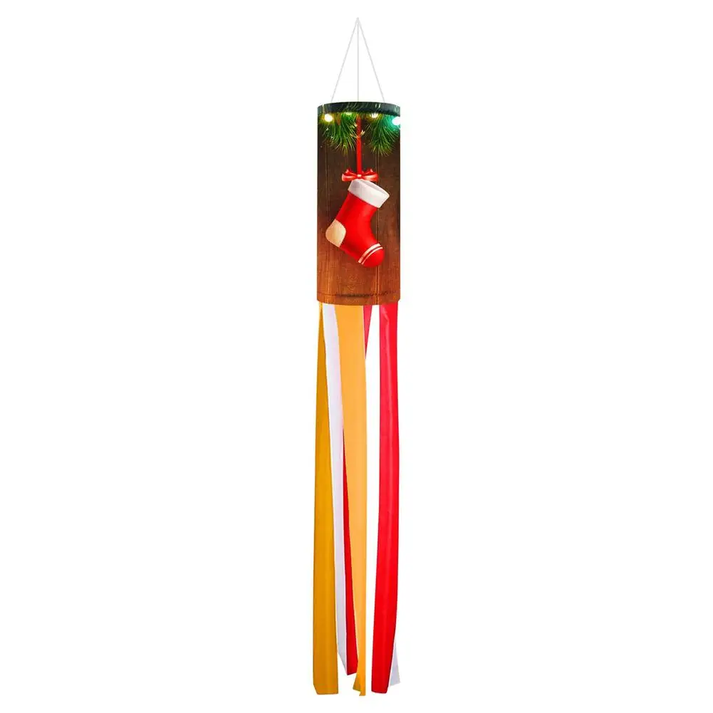 

Christmas Snowman Windsock 39.37 Inch Winter Flags Outdoor Hangings With LED Lights Christmas Outdoor Hangings Decor For Yard G
