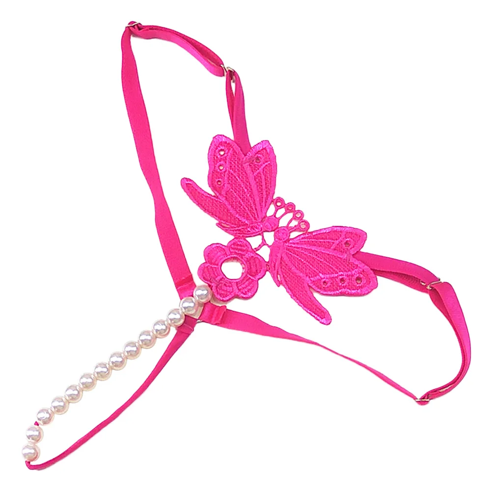 Женские Кружевные Трусы стринги с бабочками заниженной талией и искусственным