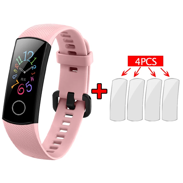 pink add film Смарт-браслет huawei Honor band 5 AMOLED huawei smartwatch с кислородом крови пульсометр ftness трекер сна спортивные часы - Цвет: pink add film