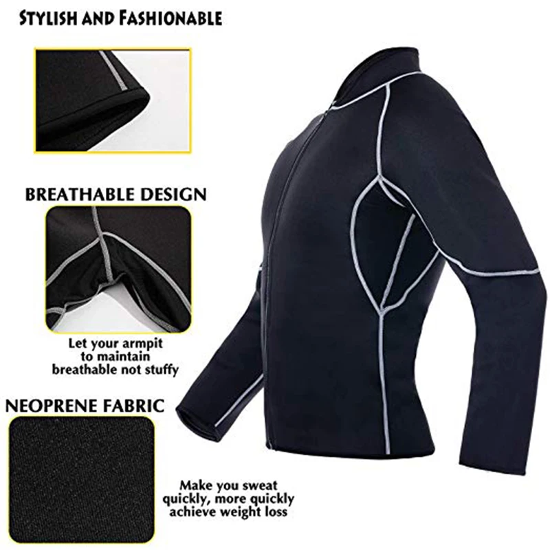 New Men's Hot Sweat Weight Loss Shirt Corset Shapewear Fitness Neoprene Body Shaper Sauna Jacket Suit Training blouses