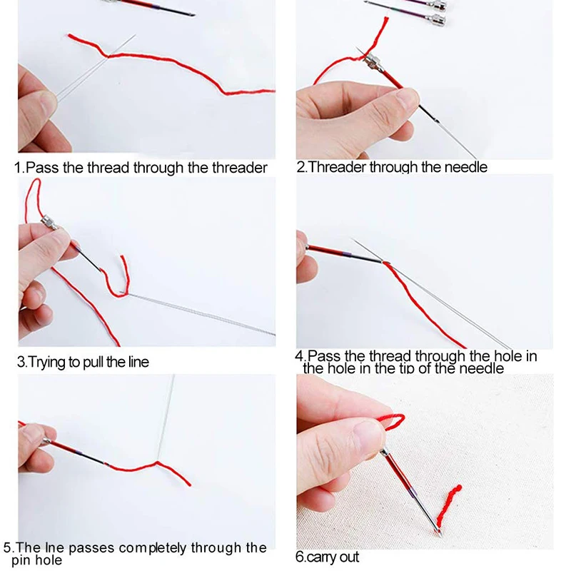 5 шт. вышивка прошитая игла и 1 большой глаз бисер иглы инструменты для вышивки