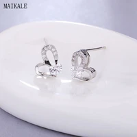 maikale charm heart dog stud earrings round cubic zirconia copper small earings for women korean earring new fashion gift