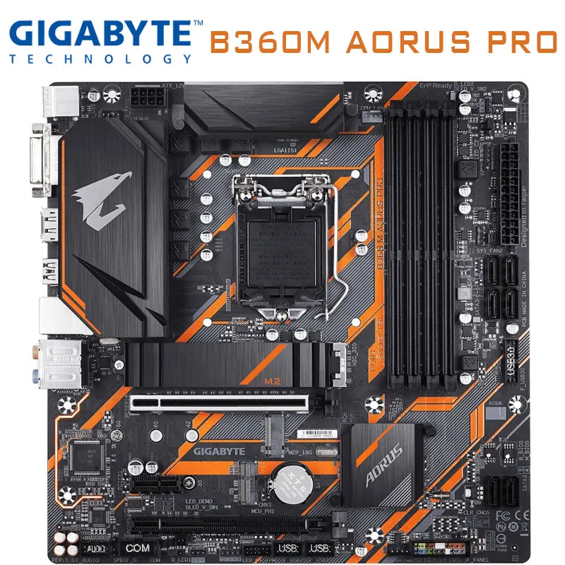 Bestellen Mainboard Gigabyte GA-B360M AORUS PRO Verwendet LGA 1151 8th 9th Gen DDR4 64gb PCI-E 3,0 X16 M.2 Chia Intel B360 Desktop Motherboard
