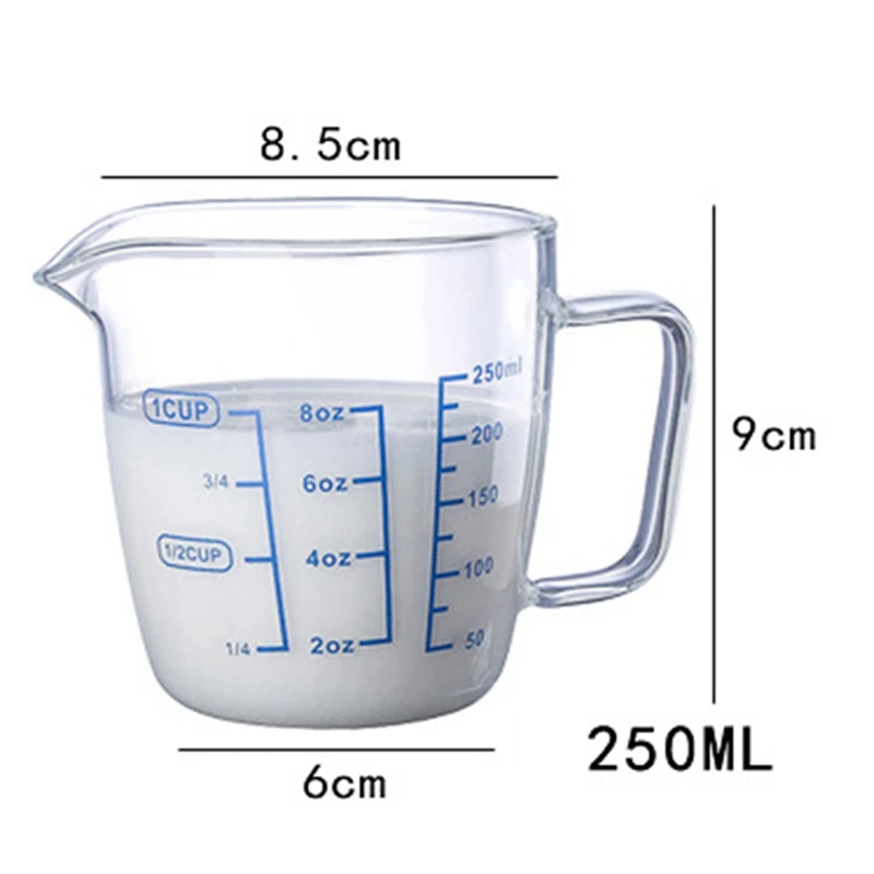 

250 / 500Ml Glass Measuring Cup Milk Jug Heat Resistant Glass Cup Measure Jug Creamer Scale Cup Coffee Pitcher Microwave Safe