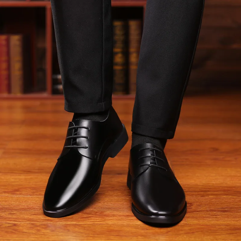 Обувь Mazefeng в ретро стиле мужская деловая Классическая Кожаная обувь с острым
