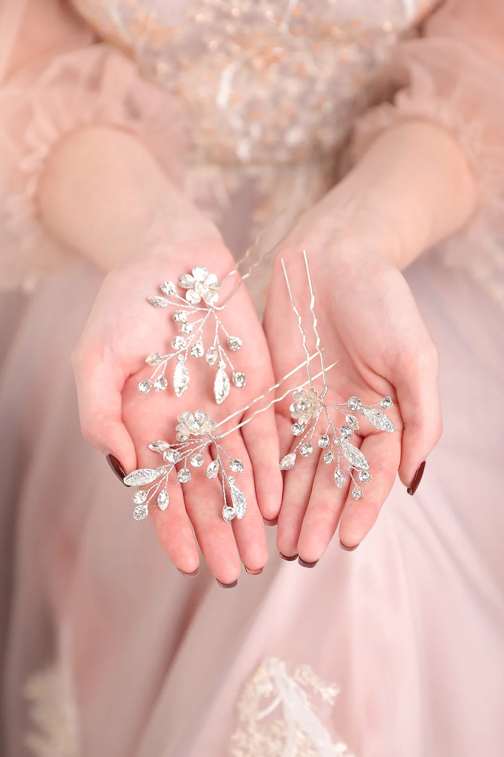 Элегантные серебряные стразы с листьями вечерние женские свадебные заколки для