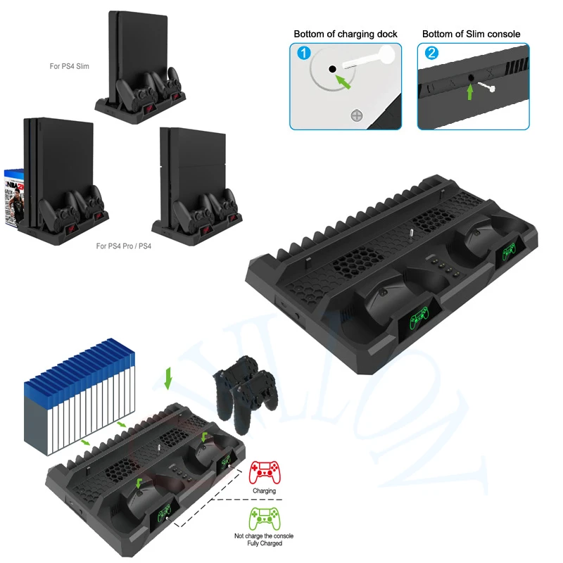 Вертикальная светодиодная подставка с охлаждающим вентилятором + док станция