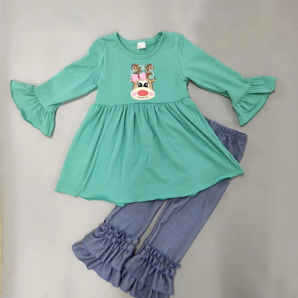 CONICE NINI Wholesale Kids Boutique Cotton Clothing Embroidery Deer Girls Outfits Suit Girl Set | Детская одежда и обувь